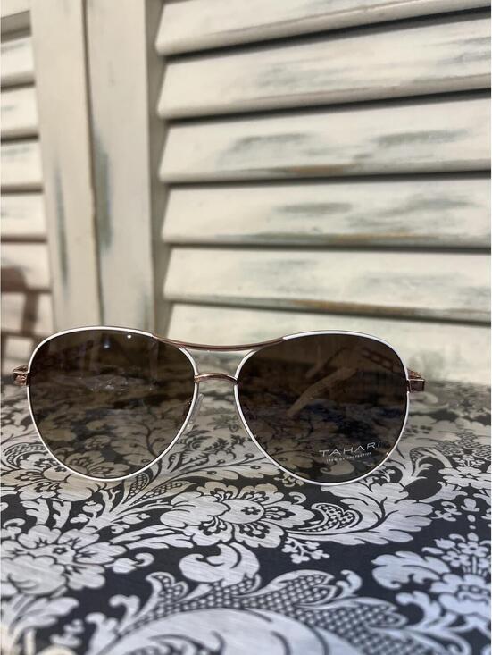 Tahari Accessories - Tahari Aviator Sunglasses with White Arms